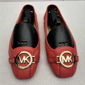Michael Kors Women’s Coral Leather MK Logo Loafers, SZ 6.5 M, box 9